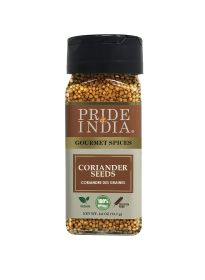 Pride of India – Coriander Seed Whole – Fresh & Gourmet Indian Whole Spice – Good for Curries/Meat/ Chicken – Easy to Use – 1.4 oz. Small Dual Sifter